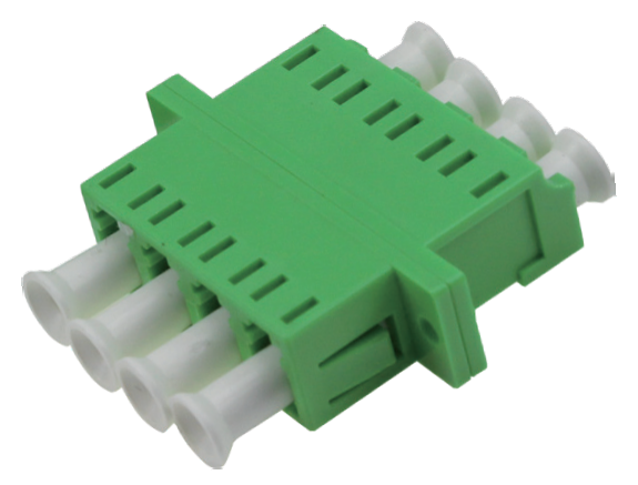 LC/APC Quad With Flange Mount Green Housing Fiber Optic Adapter