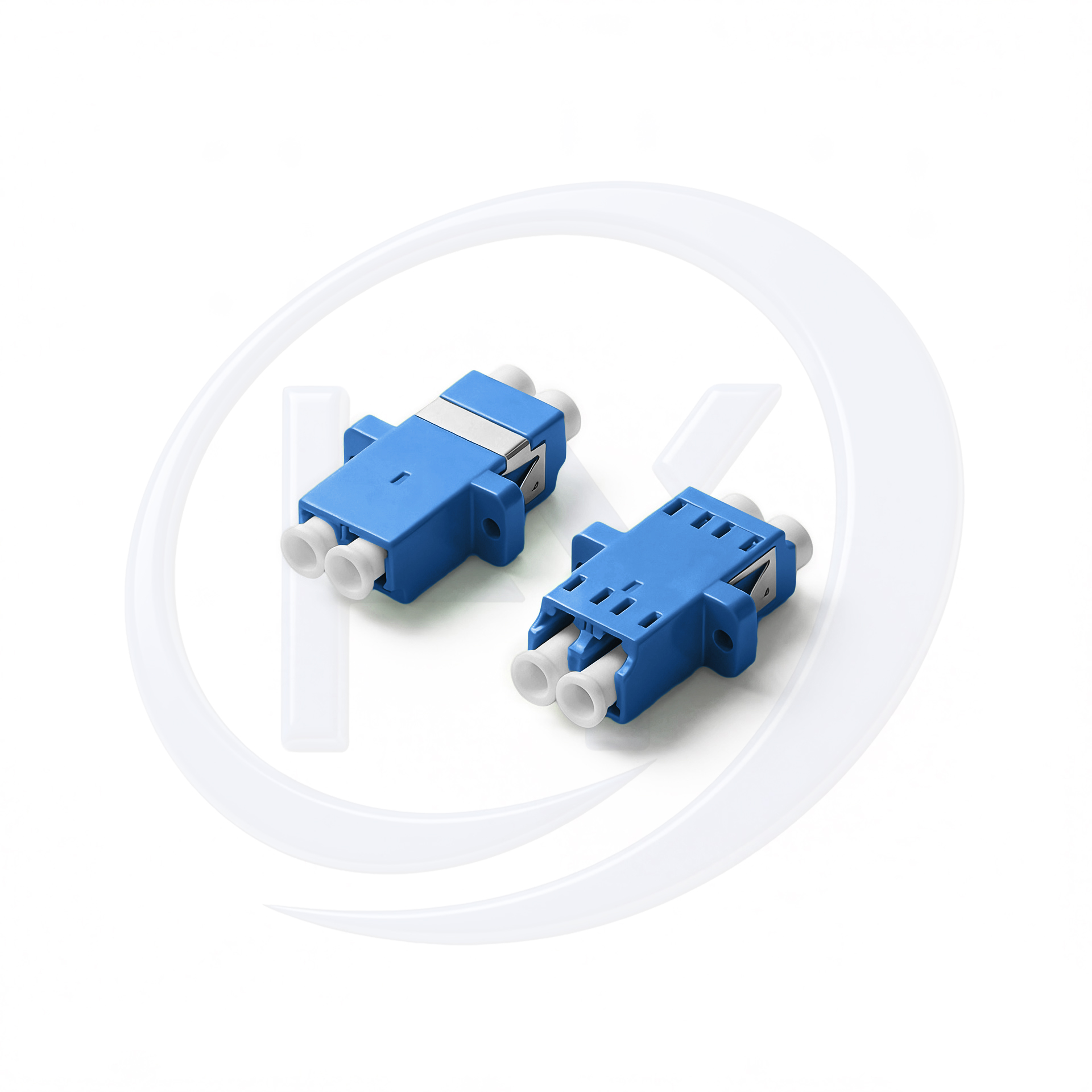 Single Mode LC/UPC Duplex With Flange Mount Blue Housing Fiber Optic Adapter