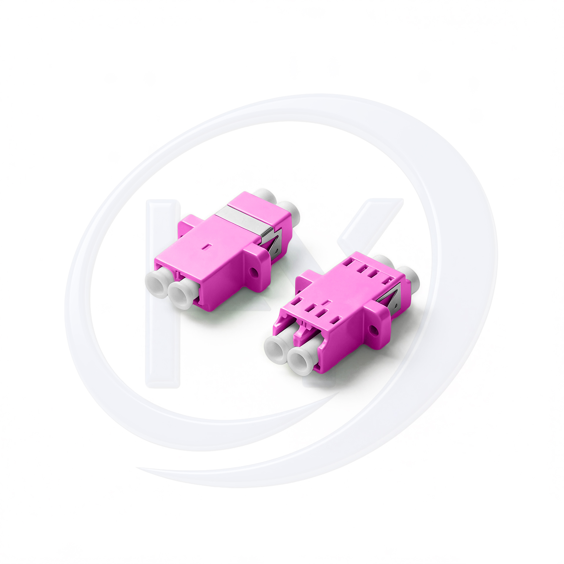 OM4 LC/UPC Duplex With Flange Mount Heather Violet Housing Fiber Optic Adapter