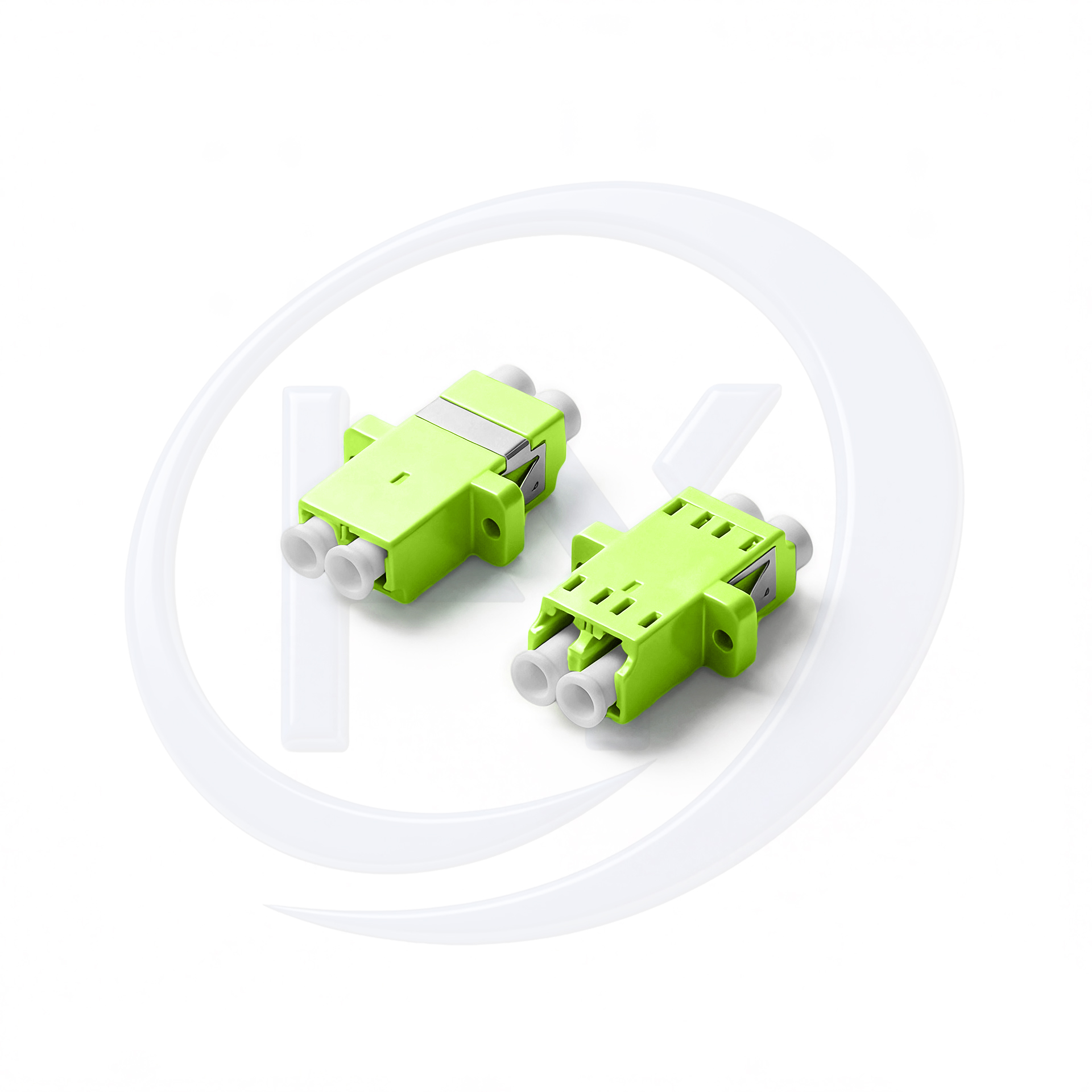 OM5 LC/UPC Duplex With Flange Mount Lime Green Housing Fiber Optic Adapter