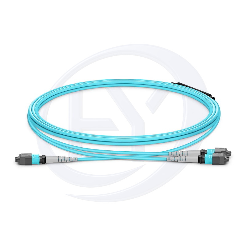 16F MTP® Trunk Cable 16F UPC(Female)-2x8F UPC(Female) OM3 0.6dB Max LSZH Aqua Jacket